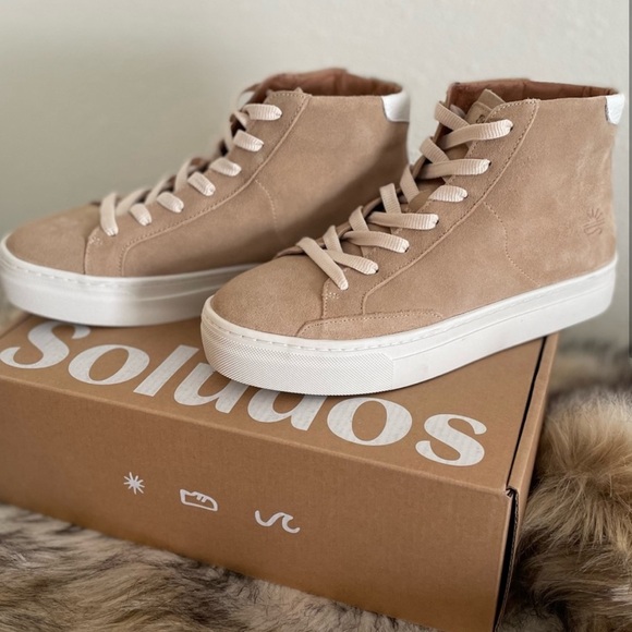 Soludos Ibiza High Top Sneaker in Sand New in Box - Picture 1 of 6